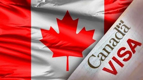 Canadian visa and flag